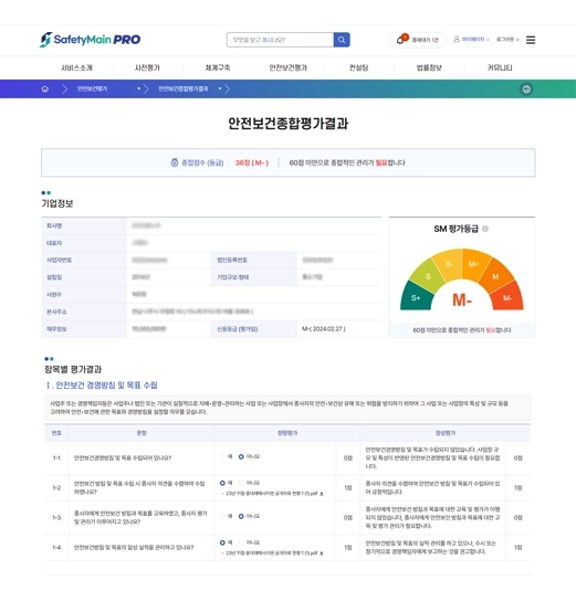 안전보건SM평가 예시 2